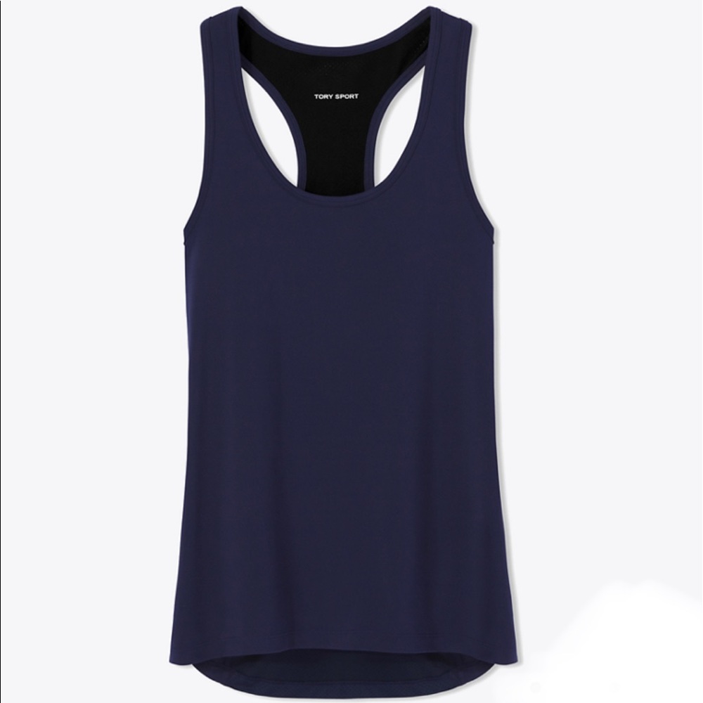 Tory Sport Performance Mesh-back Tank, Navy, Sz XS